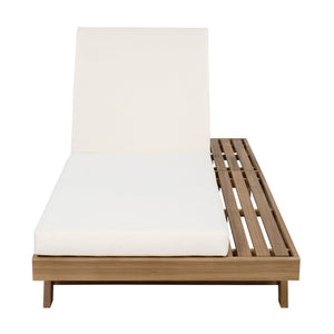 English Elm Lounge Chaise Outdoor Acacia Wood Slatted Frame with Water Resistant Cushion Resort Style N770P442L5429CUSH