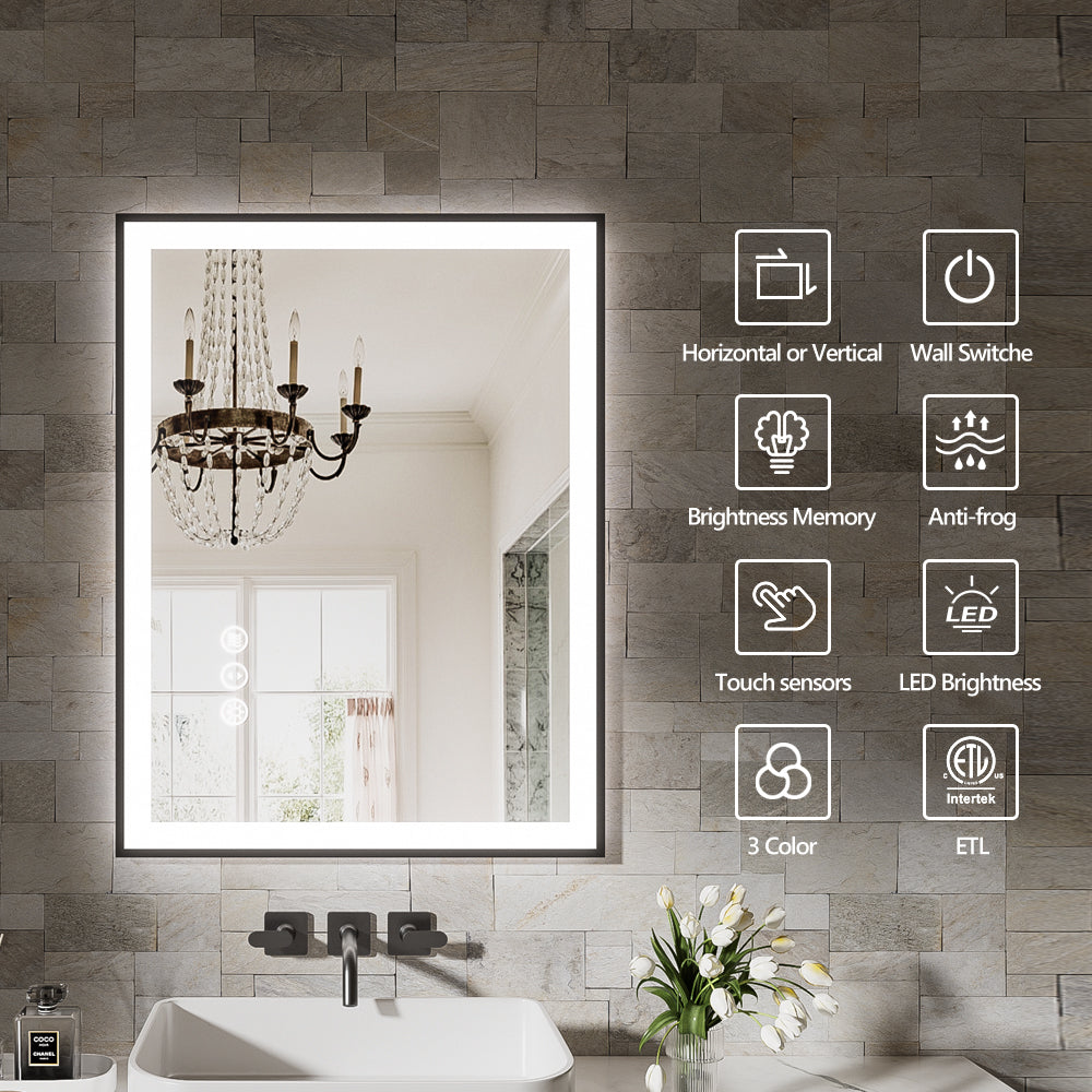 English Elm 24X32 Inch Frameless Led Bathroom Mirror - Smart, Dimmable Lighting & Anti-Fog, Easy Install! T3757P346982