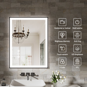 English Elm 24X32 Inch Frameless Led Bathroom Mirror - Smart, Dimmable Lighting & Anti-Fog, Easy Install! T3757P346982