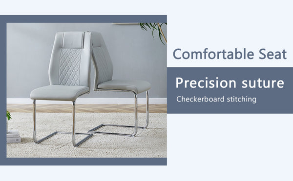 English Elm Table Set With Black Marble Top & Stainless Steel Legs - 6 Light Gray Pu Chairs For Modern Dining W1151S01964-GIGA