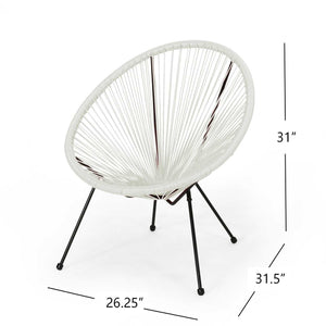 English Elm Anson Outdoor Accent Chairs Set of 2 Woven Rattan Basket Seat Patio Lounge Pair White N773P404950W