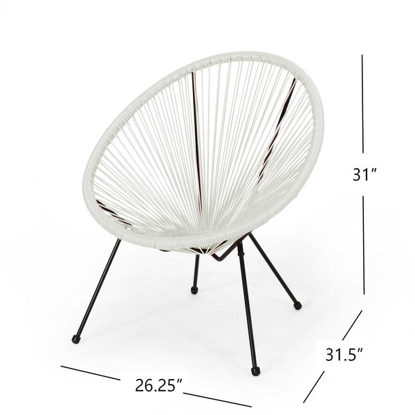 English Elm Anson Outdoor Accent Chairs Set of 2 Woven Rattan Basket Seat Patio Lounge Pair White N773P404950W