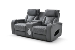 English Elm Lumin Power Reclining Loveseat with Led Lighting Bluetooth Speakers and Usb Ports Gray B078P497927