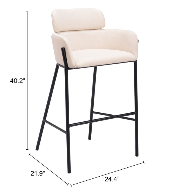 Bremor Barstool Beige 110174 Zuo Modern