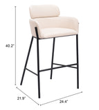 Bremor Barstool Beige 110174 Zuo Modern