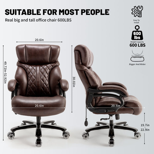 English Elm 500lbs Heavy Duty Executive Chair Wide Spring Seat Ergonomic High Back Home Office Brown W5201P418242