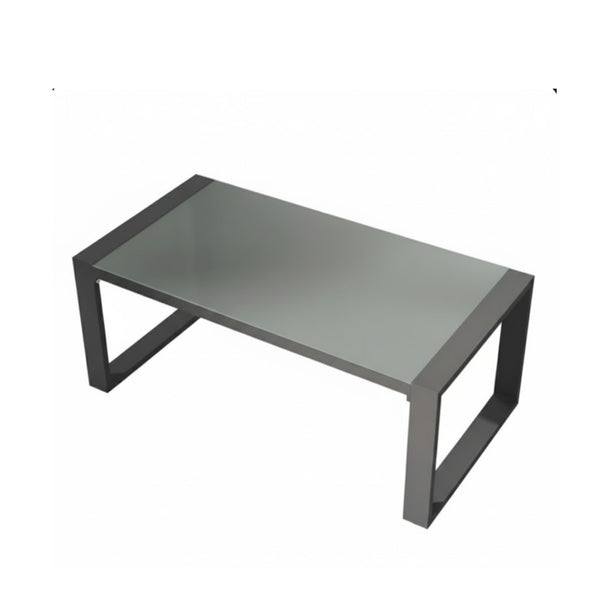 English Elm 44" Rectangular Outdoor Coffee Table Powder Coated Aluminum with Tempered Glass Patio B082P455139