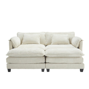 English Elm United Cozy Two-Seat Chenille Sofa With Detachable Armrests, Footstools, And Side Pockets For Comfort P2 W1568S00137-GIGA