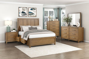 English Elm Light Brown Hickory Veneer 5-drawer Chest with Pewter Pulls for Modern Bedrooms B011P443199