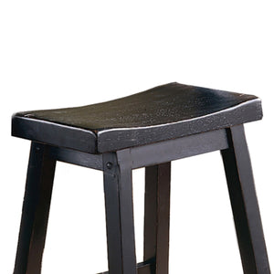 English Elm 24" Solid Wood Saddle Seat Backless Counter Stool Rustic Warmth Set of Two Black B056P417112