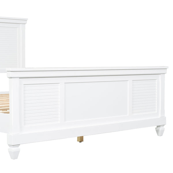 English Elm Christopher Knight Home® - Queen Solid Wood Bed Platform White Farmhouse Design, Sturdy Slats Support 800 lbs, No Box Spring Needed, Fits 8-12" Mattresses, Minimalist American Style N758Q906667K