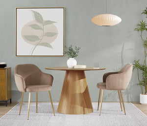 English Elm Dining Chair Set of 2 Plush Velvet Seat Gold Tapered Legs Glam Contemporary Style Brown B202P471284