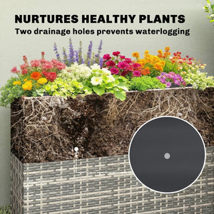 English Elm Modern Raised Planter Box with Pe Rattan Exterior and Steel Frame for Patio Herb Gardens Gray T3971P476666