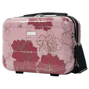 English Elm 6 Piece Hardshell Abs Travel Set with Spinner Wheels Combination Lock and Toiletry Bag Purple Pink Flower N732P391160E