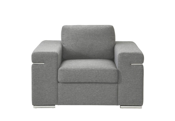 English Elm Giuliana Woven Fabric Accent Chair with Chrome Arms and Brushed Steel Legs B2749P413372