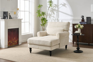 English Elm Modern Chaise Lounge with Plush High-Resilience Cushion and Solid Wood Frame for Durable Comfort White W2120P296384