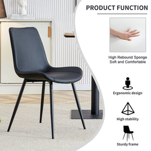 English Elm Black Faux Leather Dining Chairs Set of 4 with Curved Seats and Slim Metal Legs W1151P408848
