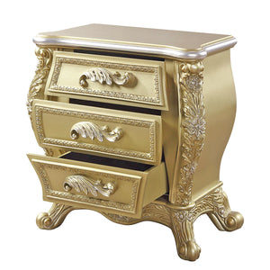 English Elm Gold 3-Drawer Nightstand with Felt-Lined Drawers, Dovetail Construction & Smooth Metal Glides, Elegant Gold Finish for Bedroom Storage and Delicate Item Protection B062P215397