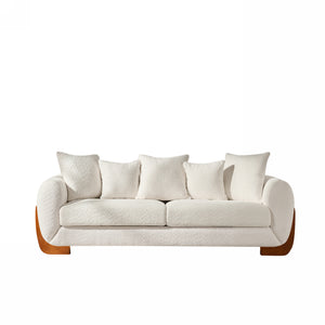 English Elm Modern 3-Seater Sofa with Wooden Legs, Lambswool Cushions & Sturdy Frame for Stylish Living Spaces Beige W2817P271187