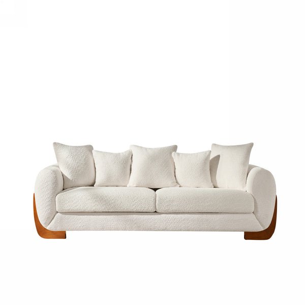 English Elm Modern 3-Seater Sofa with Wooden Legs, Lambswool Cushions & Sturdy Frame for Stylish Living Spaces Beige W2817P271187