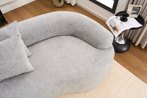 English Elm Curved Boneless Sofa modular 110" sectional with high-density foam & spring core, kid‑friendly curves, no assembly required for easy moving and cozy lounging Grey W2231S00007