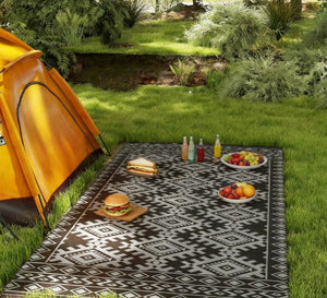 English Elm Portable Reversible Polypropylene Outdoor Rug Geometric Patio Camping Uv Resistant T3971P421543