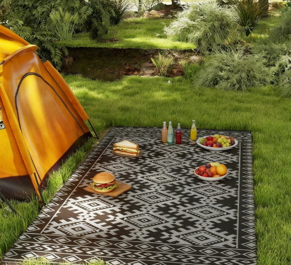 English Elm Portable Reversible Polypropylene Outdoor Rug Geometric Patio Camping Uv Resistant T3971P421543