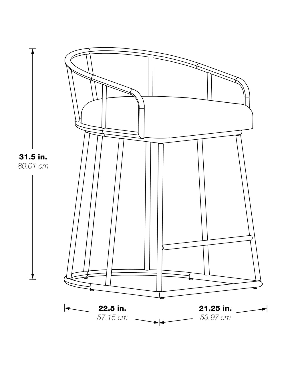 OSP Home Furnishings Luna 26" Counter Stool Black/Gold