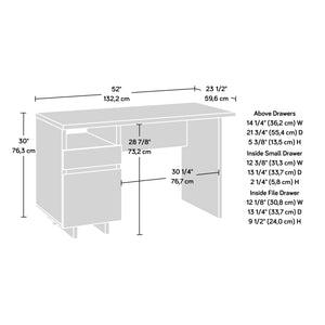 English Elm Desk, White corner work desk with smooth-glide drawers, file storage, durable engineered wood, 52" x 23" x 30" B356P367794