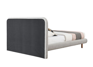 English Elm Cleo Boucle Upholstered Eastern King Bed Low Profile Frame for Primary Bedroom B2756S00037