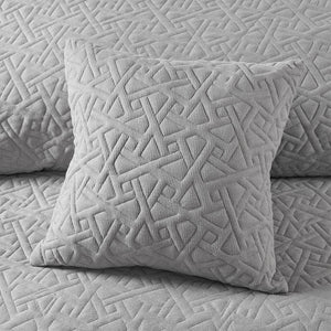 N Natori Origami Modern/Contemporary Knit Quilted Top Decorative Square Pillow 18x18" NS30-3729 Grey