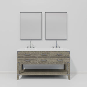 English Elm Grey Oak Double Bath Vanity Set With Cultured Marble Top, Chrome Faucets & 28 In. Mirrors Included B2731S01895