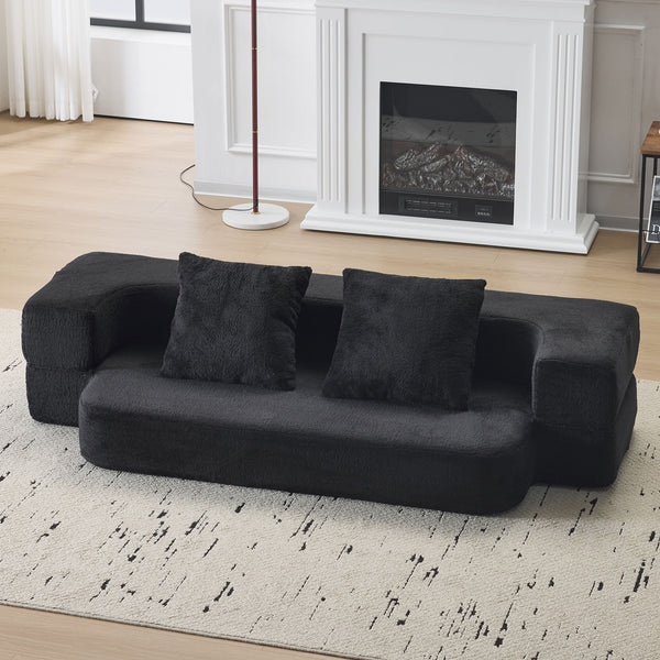 English Elm Ebern Designs Transformable Sectional Sofa Bed - Compact Chenille Lounger For Small Spaces & Flexibility W1829P280220