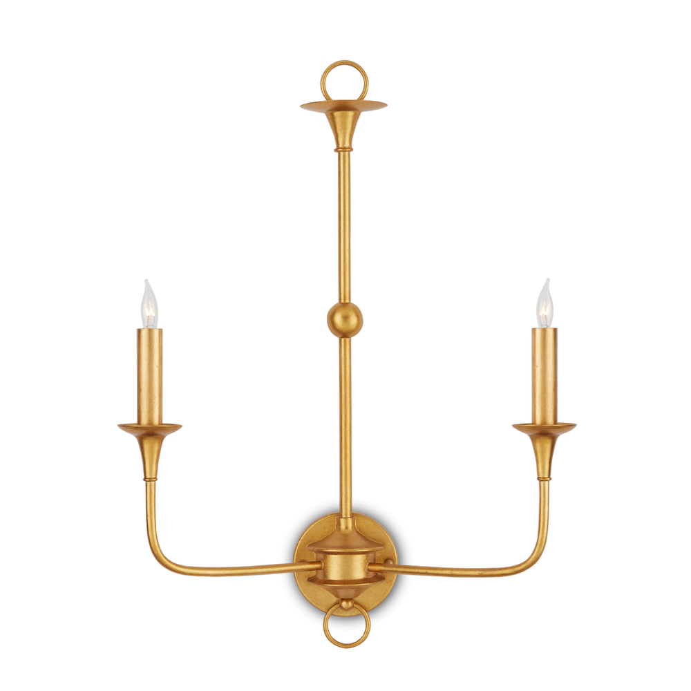 Nottaway Gold Double-Light Wall Sconce - Elegant Wrought Iron Fixture for Traditional Interiors
