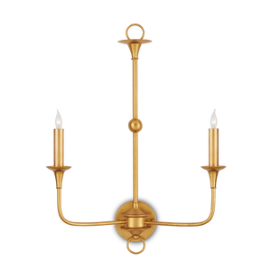 Nottaway Gold Double-Light Wall Sconce - Elegant Wrought Iron Fixture for Traditional Interiors
