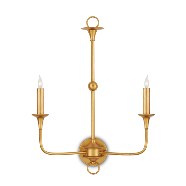 Nottaway Gold Double-Light Wall Sconce - Elegant Wrought Iron Fixture for Traditional Interiors