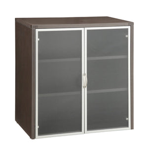 OSP Home Furnishings Napa Solid Wood Display Cabinet with Clear Glass Doors for Living Room or Home Office Glass/Aluminum  Espresso NAPESP-212DG