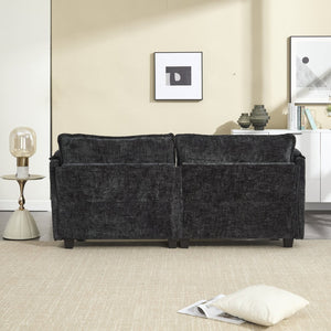 English Elm United Cozy Chenille Sofa For Two With Detachable Armrests, Foot Stools, And Handy Side Pockets W1568S00143-GIGA