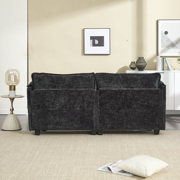 English Elm United Cozy Chenille Sofa For Two With Detachable Armrests, Foot Stools, And Handy Side Pockets W1568S00143-GIGA