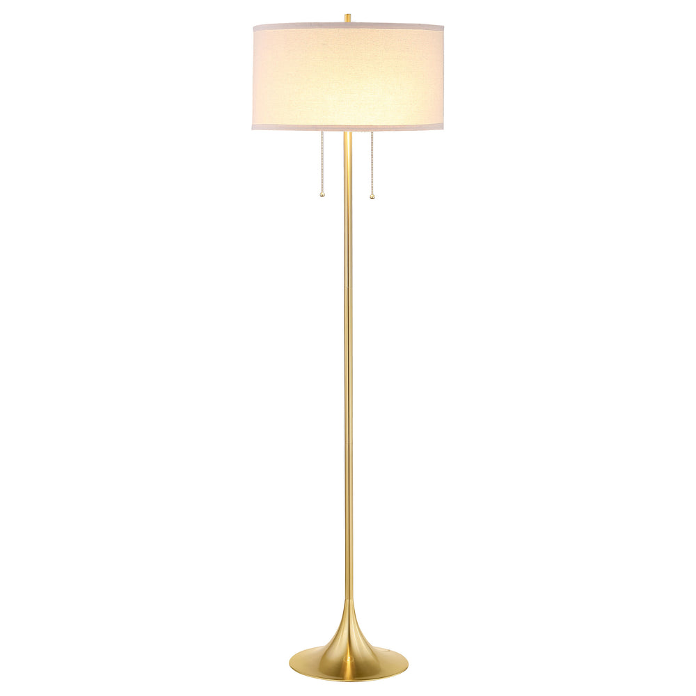 English Elm Bellflower Gold Floor Lamp - 65-Inch Modern Drum Shade With Elegant Tulip Base For Cozy Ambiance B062P299852