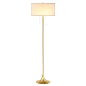 English Elm Bellflower Gold Floor Lamp - 65-Inch Modern Drum Shade With Elegant Tulip Base For Cozy Ambiance B062P299852