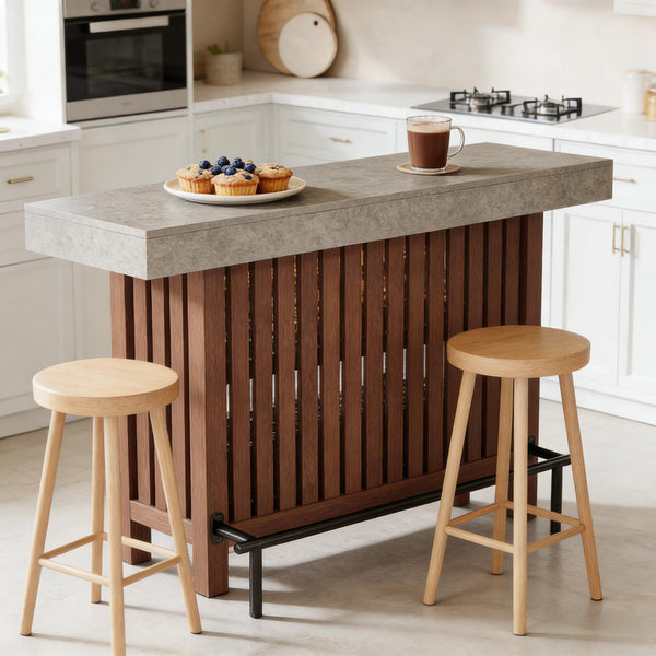 English Elm Spacious Farmhouse Wood Dining Table Seats Six with Tapered Legs for Modern Homes T3971P451415
