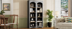 English Elm On-Trend Free Standing 5 Tier Bookshelves Set Of 2, Farmhouse Grey Cabinets With Adjustable Shelves N721P245734E-GIGA