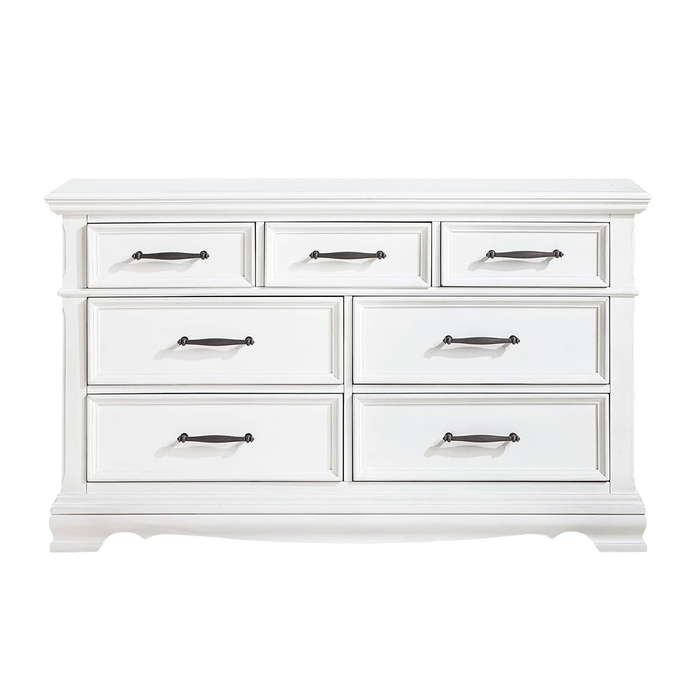 English Elm White Solid Wood 7-drawer Dresser with Dovetail Joints and Ball-bearing Glides B011P474333