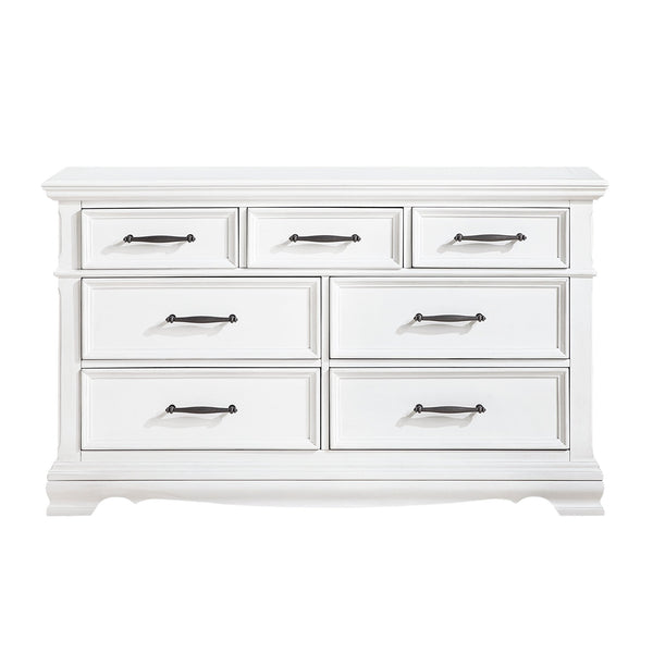 English Elm White Solid Wood 7-drawer Dresser with Dovetail Joints and Ball-bearing Glides B011P474333