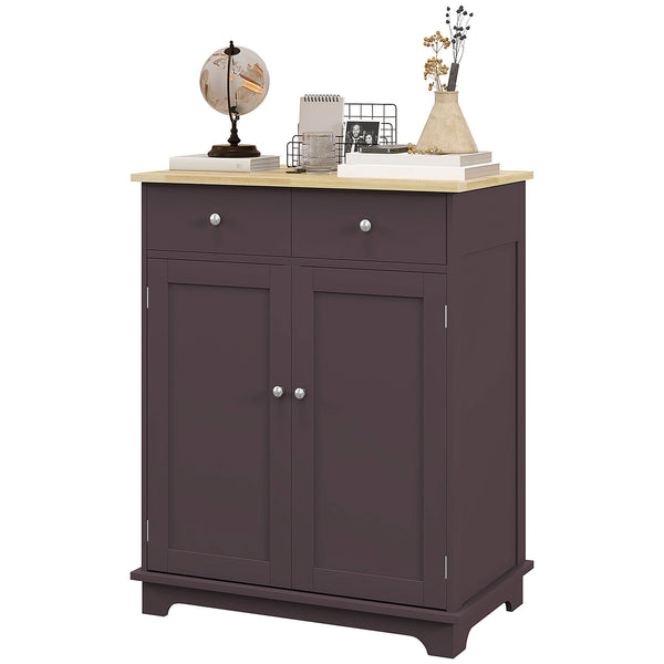 English Elm Homcom Modern Sideboard With Rubberwood Countertop, Versatile Kitchen Storage & Coffee Bar Cabinet W2225P217717