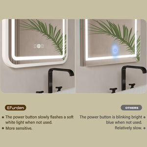 English Elm Bathroom LED Vanity Mirror 36x28 with Anti-Fog, Dimmable 3-Color Temp, Memory Function, Silver Frame T3177P284024