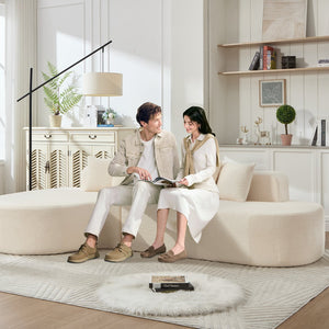 English Elm 110.2'' Plush Boneless Sectional Sofa Ivory — Curved L-Shape Chaise, Deep Memory Foam Comfort, No Assembly W1249S00008