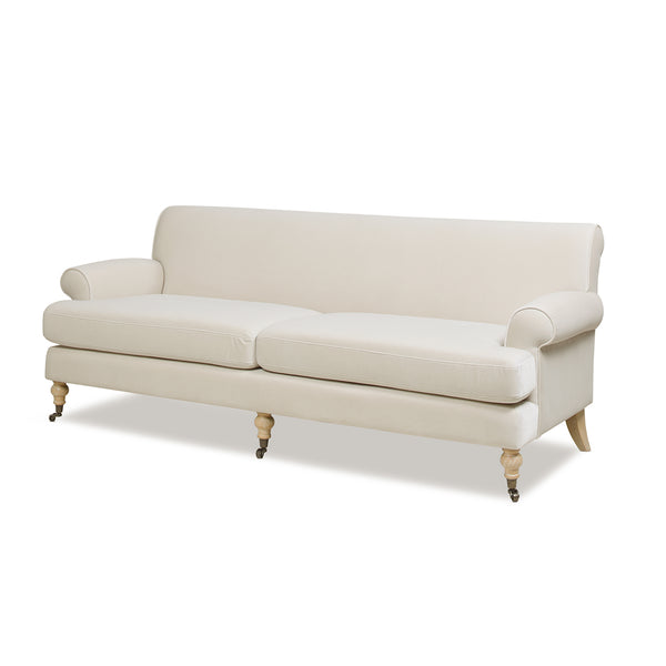 English Elm Jennifer Taylor Home - Alana 88" Lawson Two-Cushion Tightback Sofa in French Performance Velvet with Removable Zippered Covers Beige B2719P238317