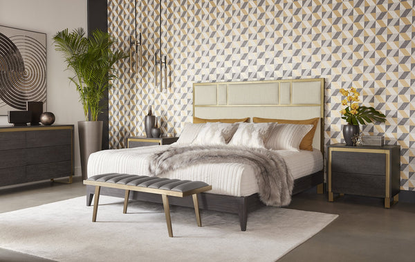 Sunpan Alvaro Dresser - Classic Grey Oak with Six Push-to-Open Drawers & Rustic Bronze Steel Legs, Stylish!